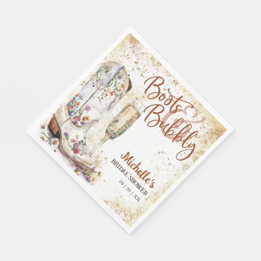 Stiefel und Bubbly Western Bride Wild West Country Serviette (Ecke)