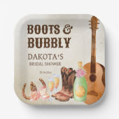 Stiefel und Bubbly Western Rodeo Cowgirl Brunch Pappteller (Vorderseite)