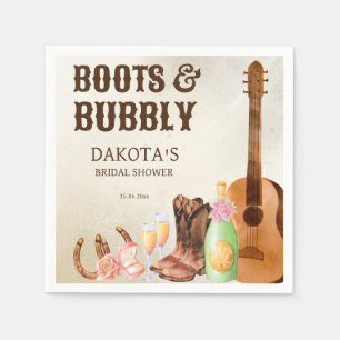 Stiefel und Bubbly Western Rodeo Cowgirl Brunch Serviette