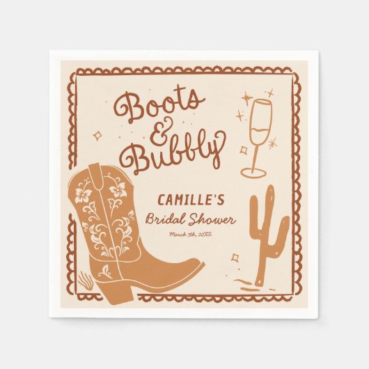 Stiefel und Bubbly Whimsical Hand Drawn Serviette (Vorderseite)