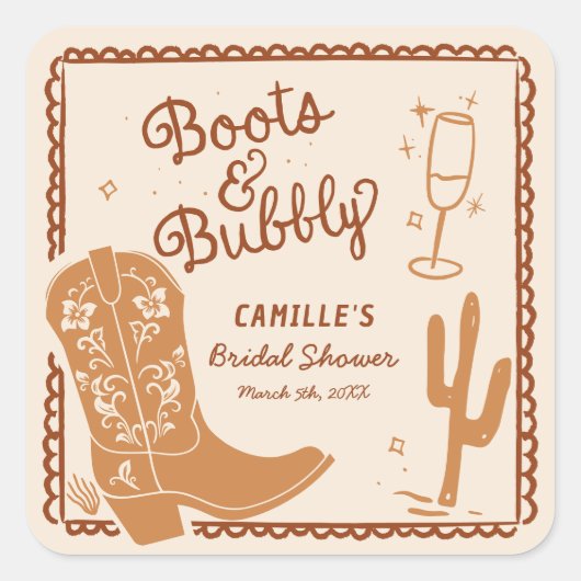 Stiefel und geklebter Western Quadratischer Aufkleber (Vorderseite)