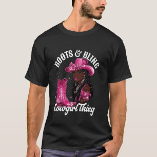 Stiefel und Glamour, das ist Cowgirl-Sache, Schwar T-Shirt