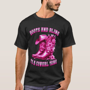 Stiefel und Glamour im Cowgirl-Stil für Frauen und T-Shirt