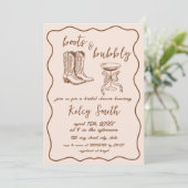 Stiefel und handgezogene Brautdusche Einladung (Stehend Vorderseite)