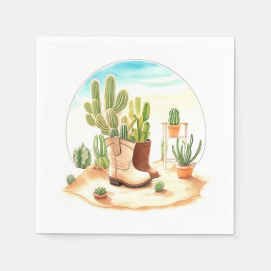 Stiefel und Lullabies: Wild West Cowboy Baby Showe Serviette (Vorderseite)