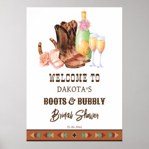 Stiefel und prickelndes Western-Cowgirl-Brunch-Wil Poster