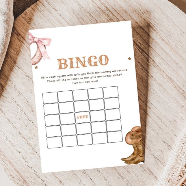 Stiefel und Schleifen Geschlecht Enthüllung Bingo  (Western Boots and Bows Game)