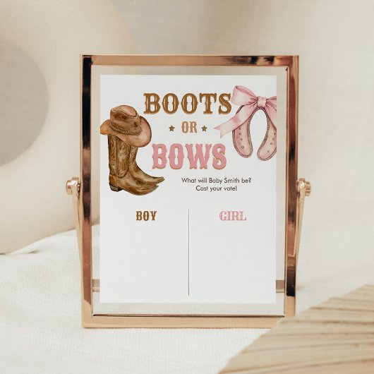 Stiefel und Schleifen Geschlecht Enthüllung Schild