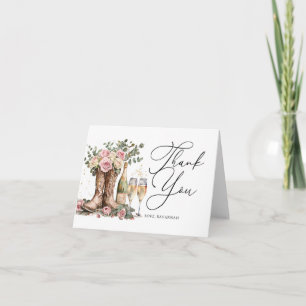 Stiefel und Sprudel Landhochzeit Brautparty Dankeskarte