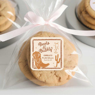 Stiefel und Sprudel Western Handgezeichnet Quadratischer Aufkleber