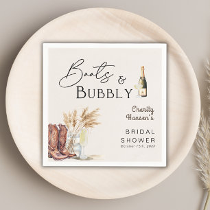 Stiefel und sprudelnde Boho-Pampasgras-Hochzeitsdu Serviette