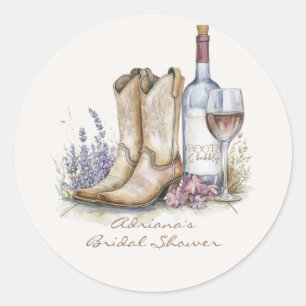 Stiefel und Sprudelndes Florales Brautabschiedsspi Runder Aufkleber