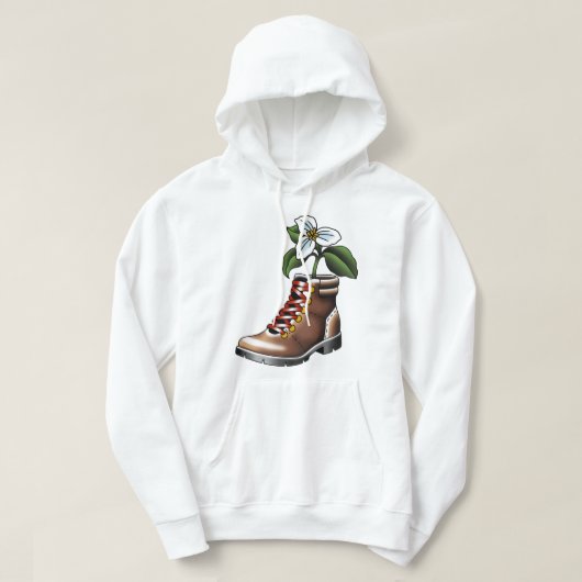 Stiefel und Trilliumaufkleber Hoodie (Design vorne)