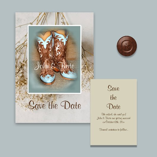 Stiefel und Trockenblumen  Save The Date