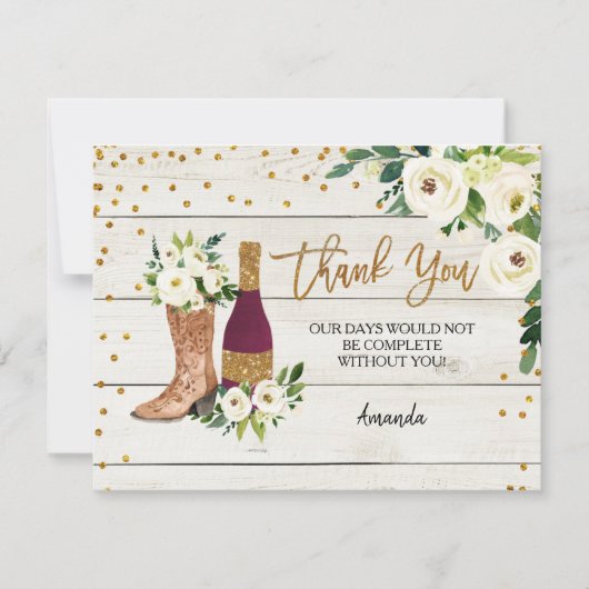 Stiefel und unglaublich rustikale Dankeschön-Karte Dankeskarte (Vorderseite)