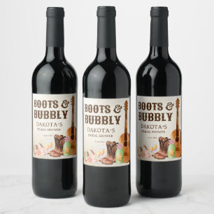 Stiefel und Western-Rodeo-Cowgirl Brunch Wein Weinetikett
