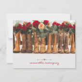 Stiefelreihe mit Blume Mitteilungskarte (Vorderseite)