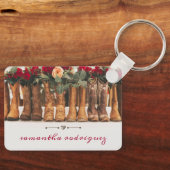 Stiefelreihe mit Blume Schlüsselanhänger (Vorderseite)