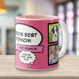 Stiefmutter, Bonus-Mama 4 Foto-Spaß Pink Zweifarbige Tasse