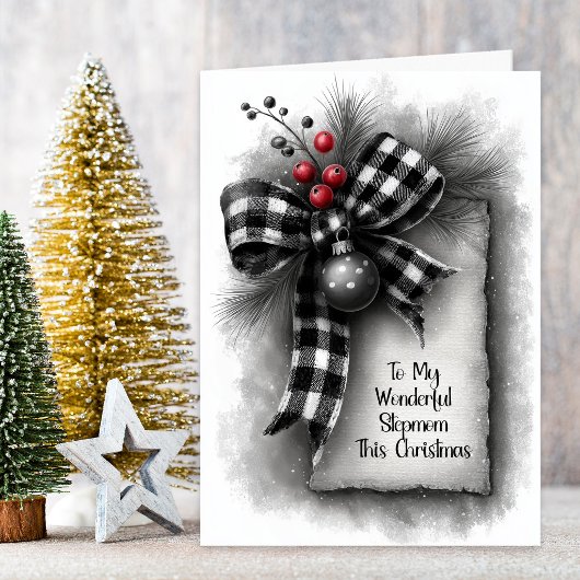 Stiefmutter Buffalo Plaid Schleife Weihnachten