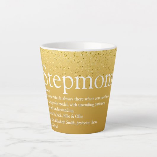 Stiefmutter Definition Gold Glitter Milchtasse (Vorderseite)