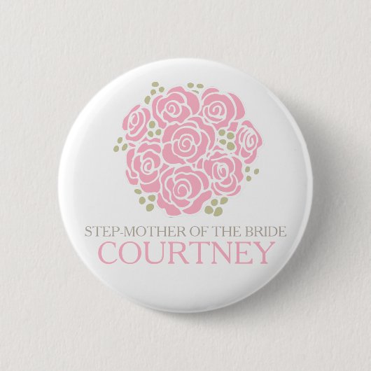 Stiefmutter des Brautrosa Posy-Hochzeits-Buttons Button (Vorderseite)
