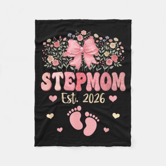 Stiefmutter Est 2026 Blumen Muttertag Erwartet Fleecedecke (Vorderseite)