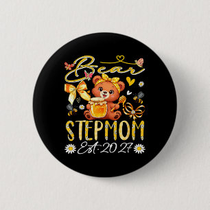 Stiefmutter Est 2027 Florale Fliege Müttertag Bär Button