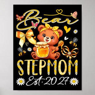 Stiefmutter Est 2027 Florale Fliege Müttertag Bär Poster