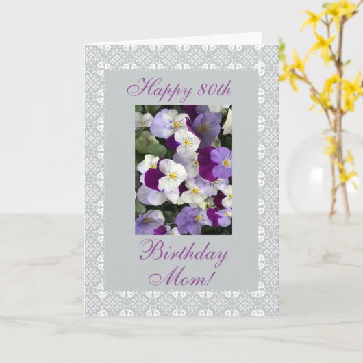 Stiefmütterchen - 80 Jahre Mutter Karte (Gelbe Blume)