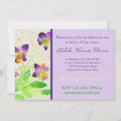 Stiefmütterchen Aquarellmalerei Lila Gelb-Waschbec Einladung (Rückseite)