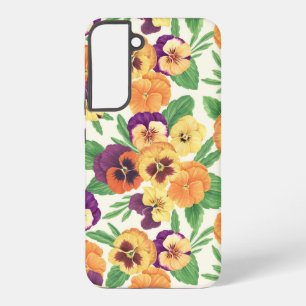 Stiefmütterchen auf cremeweißem Hintergrund Samsung Galaxy Hülle