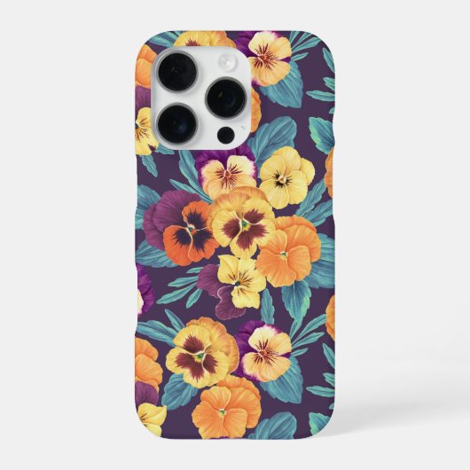 Stiefmütterchen auf pflaumen-violett iPhone hülle (Rückseite)
