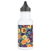 Stiefmütterchen auf Pflaumenviolett Edelstahlflasche (Links)