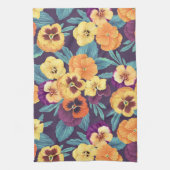 Stiefmütterchen auf Pflaumenviolett Geschirrtuch (Vertikal)