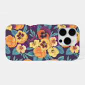 Stiefmütterchen auf Pflaumenviolett iPhone Hülle (Rückseite (Horizontal))