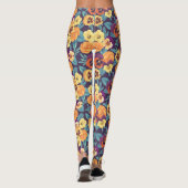 Stiefmütterchen auf Pflaumenviolett Leggings (Rückseite)