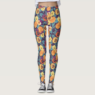 Stiefmütterchen auf Pflaumenviolett Leggings
