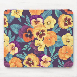 Stiefmütterchen auf Pflaumenviolett Mousepad