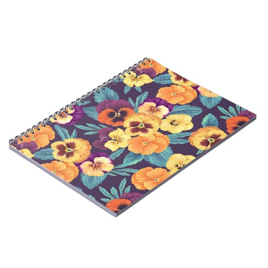 Stiefmütterchen auf Pflaumenviolett Notizblock (Linke Seite)