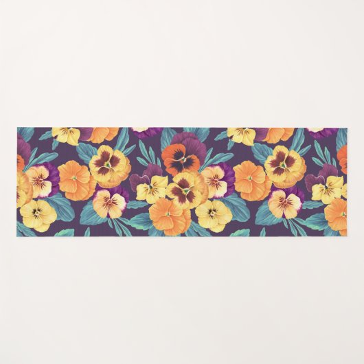 Stiefmütterchen auf Pflaumenviolett Yogamatte (Vorderseite (Horizontal))