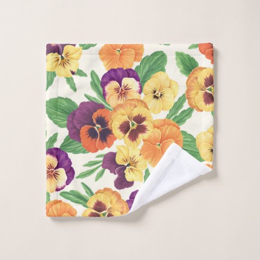 Stiefmütterchen auf weißlich badhandtuch set (Waschlappen)