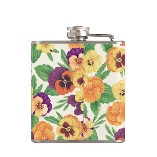 Stiefmütterchen auf weißlich flachmann (Rückseite)