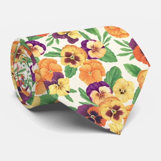 Stiefmütterchen auf weißlich krawatte (Gerollt)