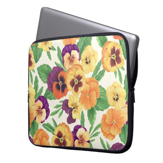 Stiefmütterchen auf weißlich laptopschutzhülle (Vorderseite Links)