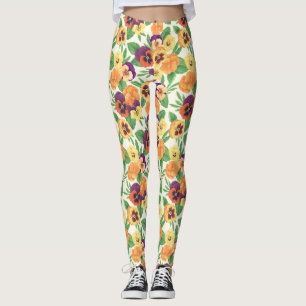 Stiefmütterchen auf weißlich leggings