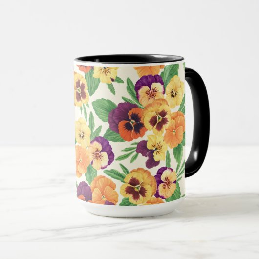 Stiefmütterchen auf weißlich tasse (VorderseiteRechts)