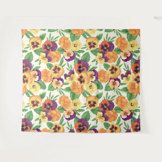 Stiefmütterchen auf weißlich wandteppich (Vorderseite (Horizontal))