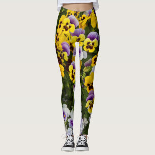 Stiefmütterchen aus Gelb und Violett Leggings
