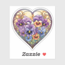 Stiefmütterchen aus Hartglas Herz